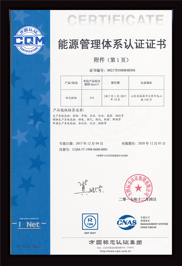 Energy management system certification certificate 2